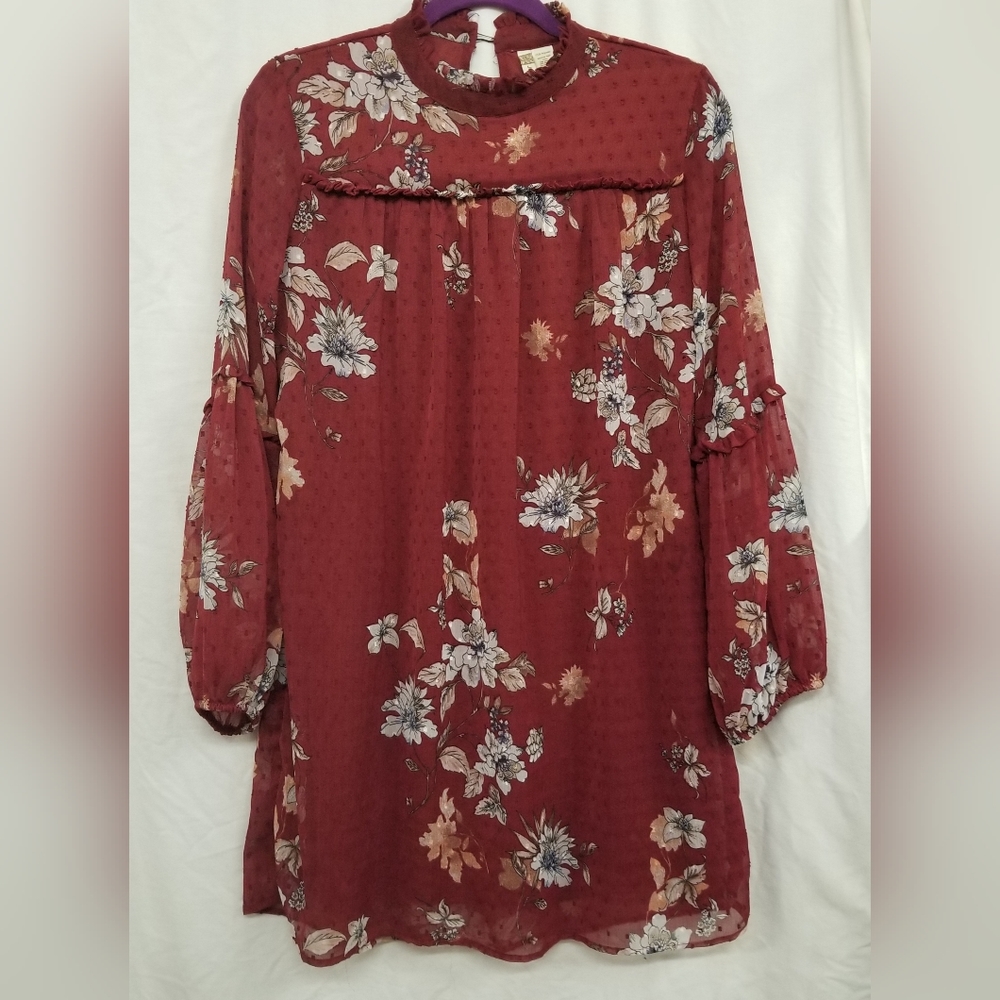 Japna Women's Boho Cottage Core Retro Vintage High Neck Balloon Sleeves M